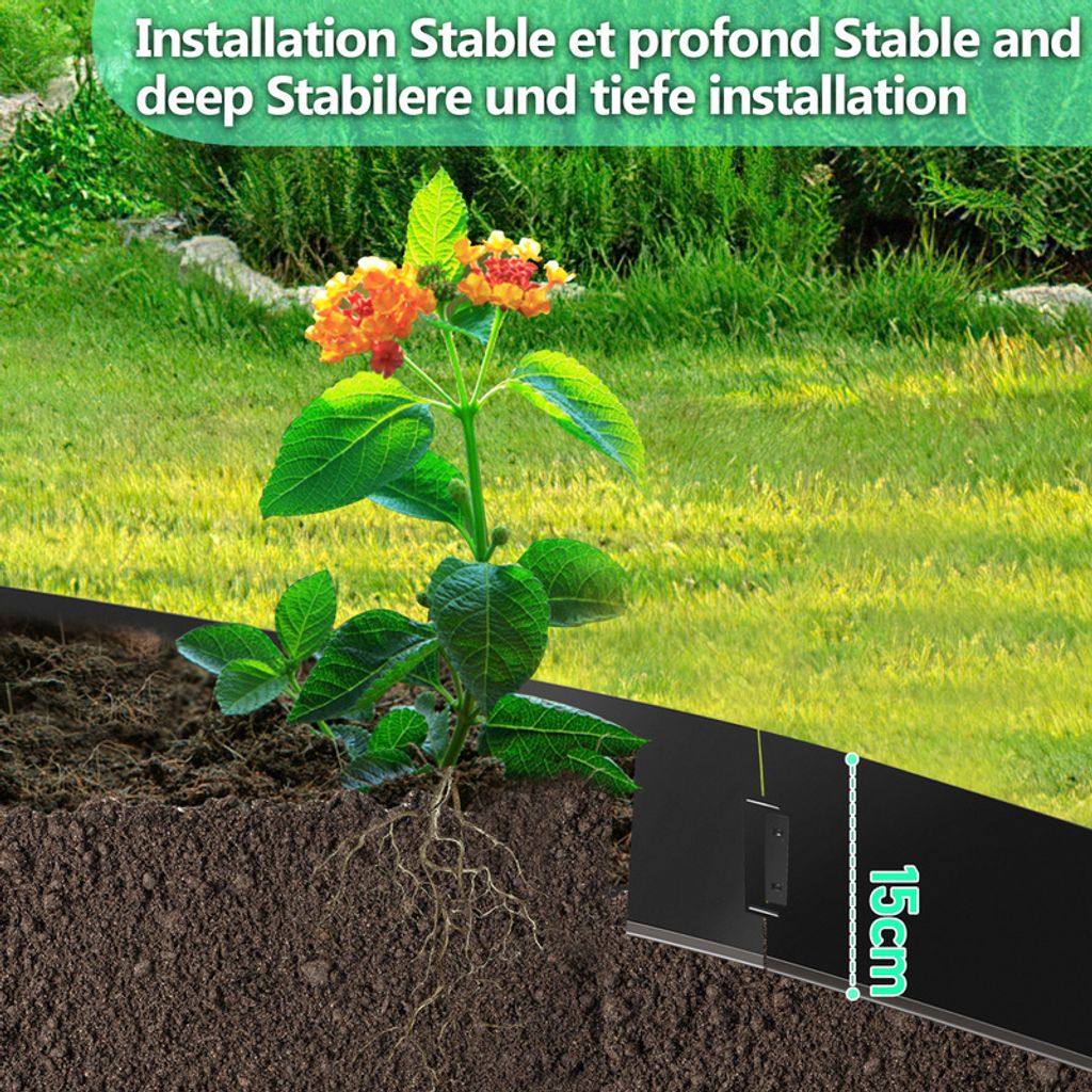 Vkechh Rasenkante Metall 10m - Beeteinfassung Mit Dornen 20cm Hoch