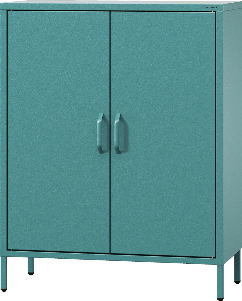 Buffet bas pour couloir et salon commode métal bleu VITO 80cm