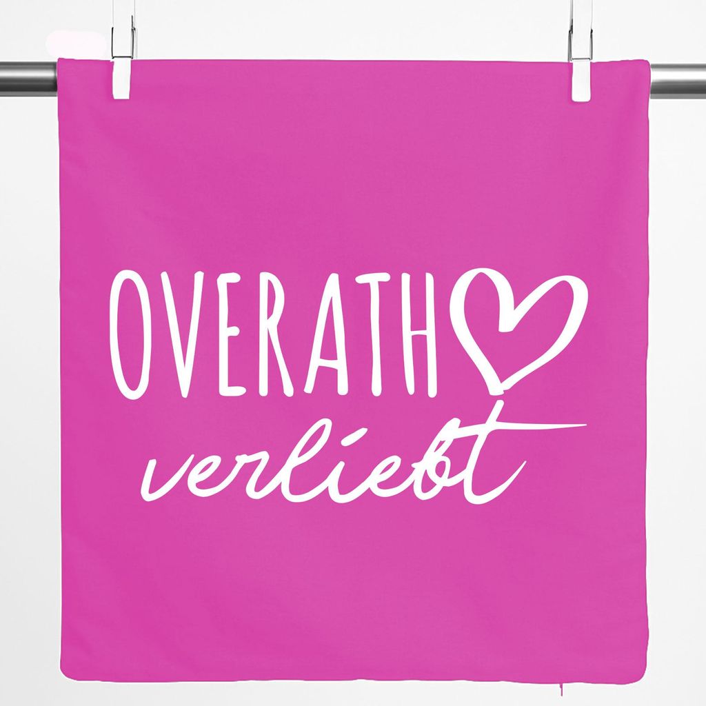 Huuraa Kissenbezug Overath verliebt 40x40cm Fuchsia Baumwolle Dekokissenbezug Geschenkidee