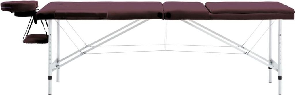 vidaXL Massagetisch Klappbar 3 Zonen Aluminium Dunkellila