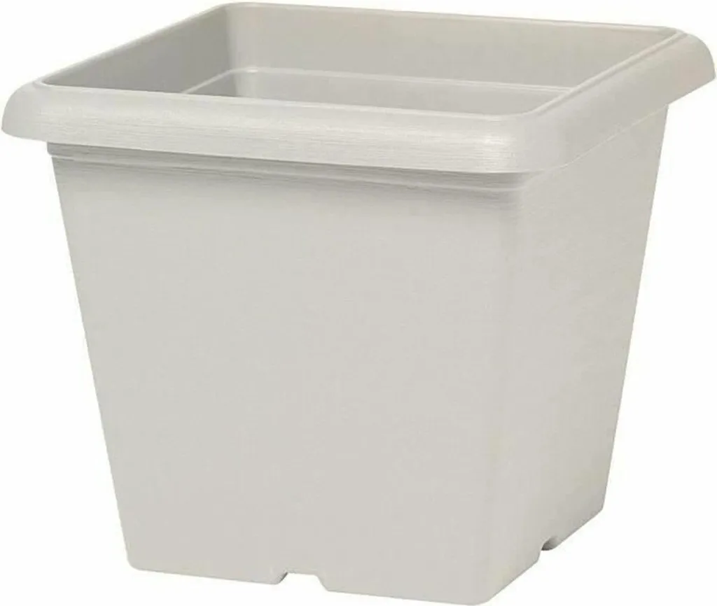 Jardinière Carrée Blanche Effet Pierre Garden ID 40cm pour Fleurs et Arbustes