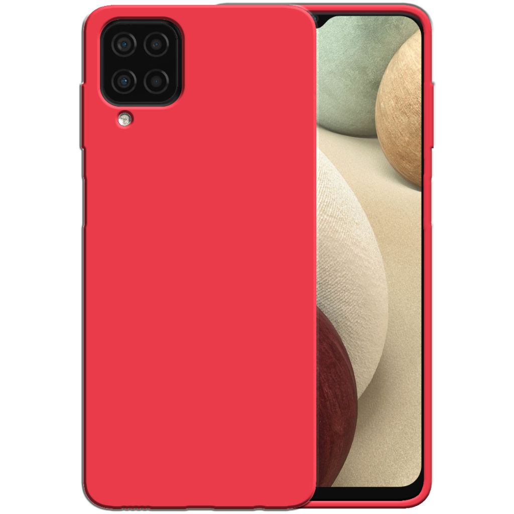 Smartphonica Silikonhülle für Samsung Galaxy A12 Hülle mit weicher Innenseite - Rot