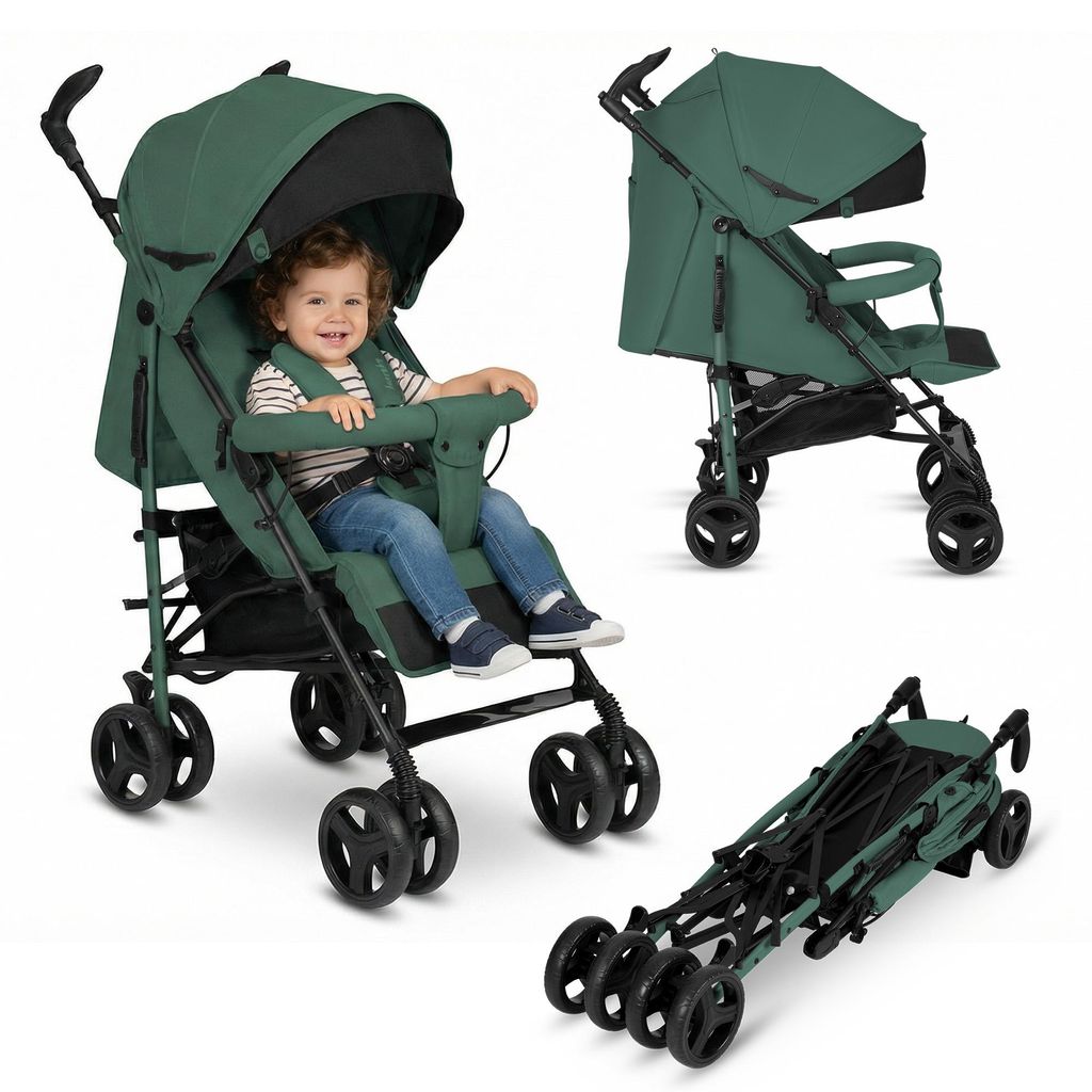 Lionelo Irma buggy klein zusammenklappbar reisebuggy mit liegeposition Green Emerald