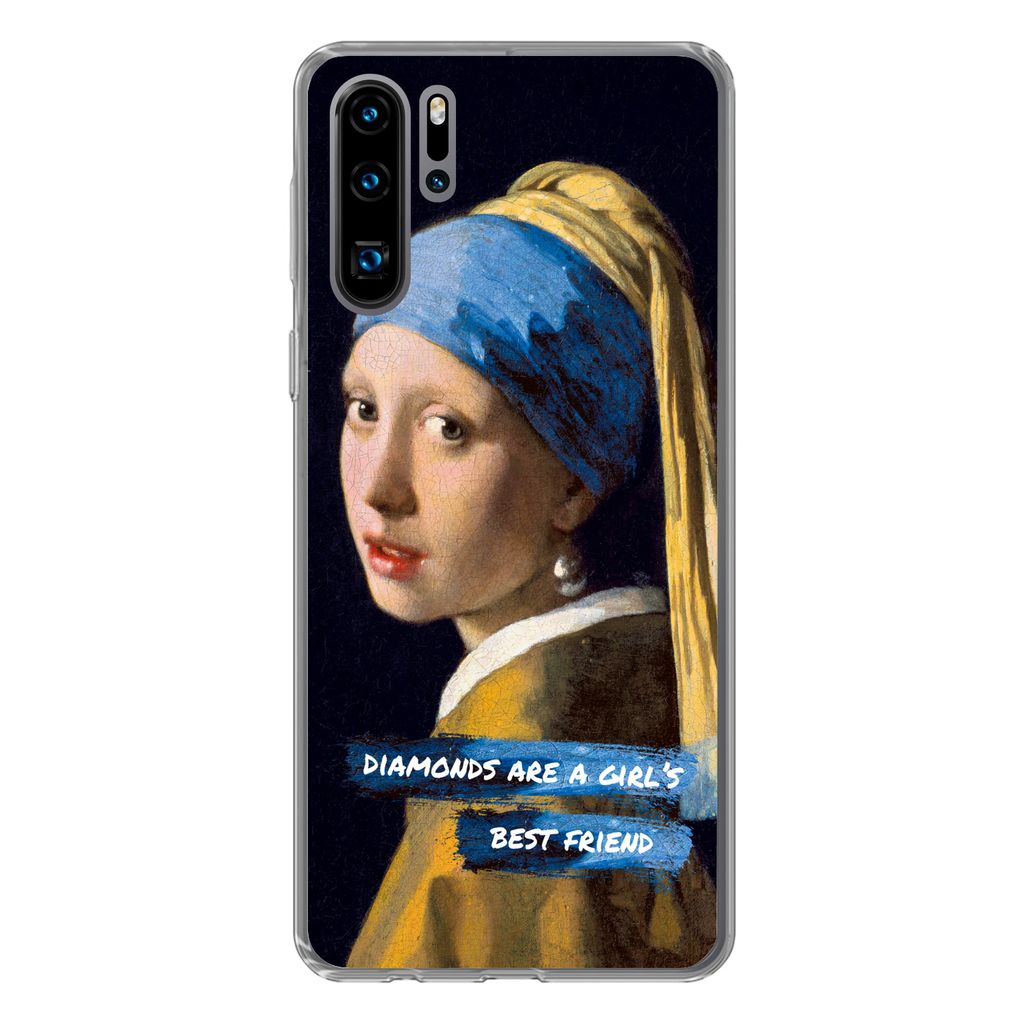 MuchoWow Handyhülle Schutzhülle Hülle für Huawei P30 Pro Girl with a Pearl Earring - Zitat - Schmuck Silikon Softcase Handy Hülle - Schutzde...
