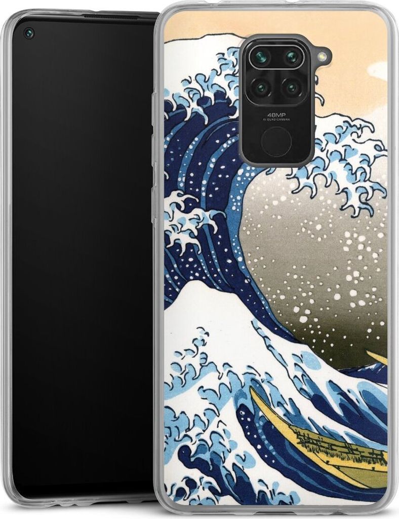 DeinDesign Slim Hülle für Xiaomi Redmi Note 9 Silikon Case Ultra Dünn Handyhülle Katsushika Hokusai Kunst Die große Welle vor Kanagawa
