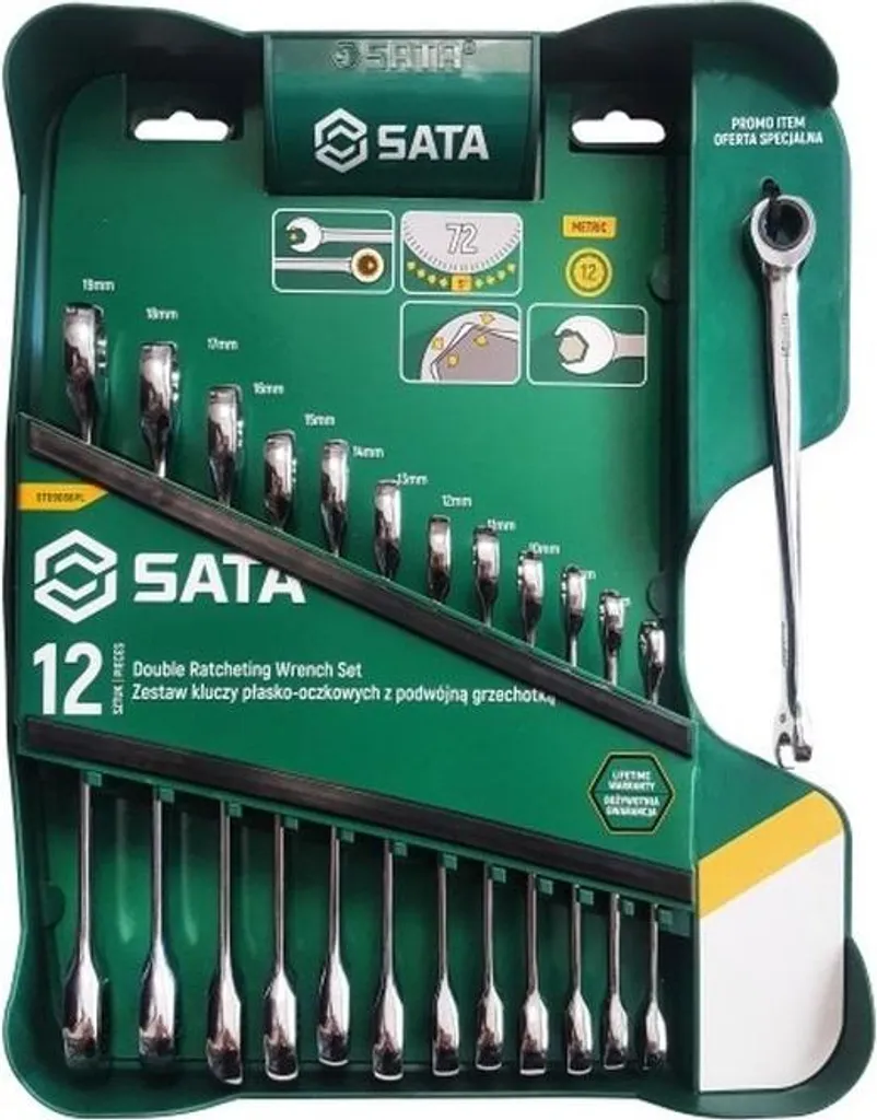 Pack Sata 13 Clés à Cliquet Doubles et Clé X-Beam pour Mécanique Auto