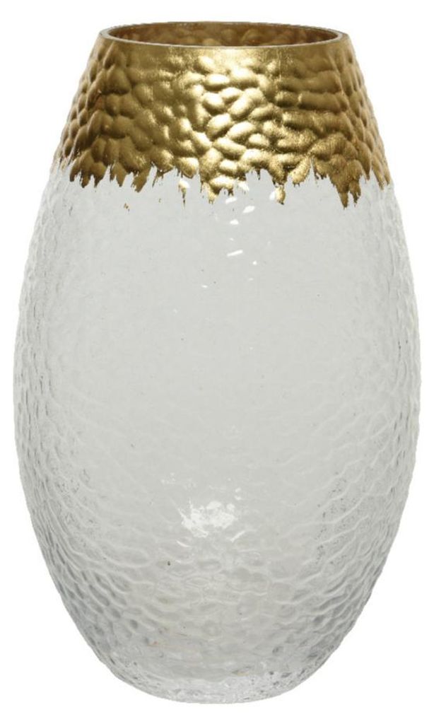 Decoris Vase - transparent-gold - Glas - 20 x 12 cm