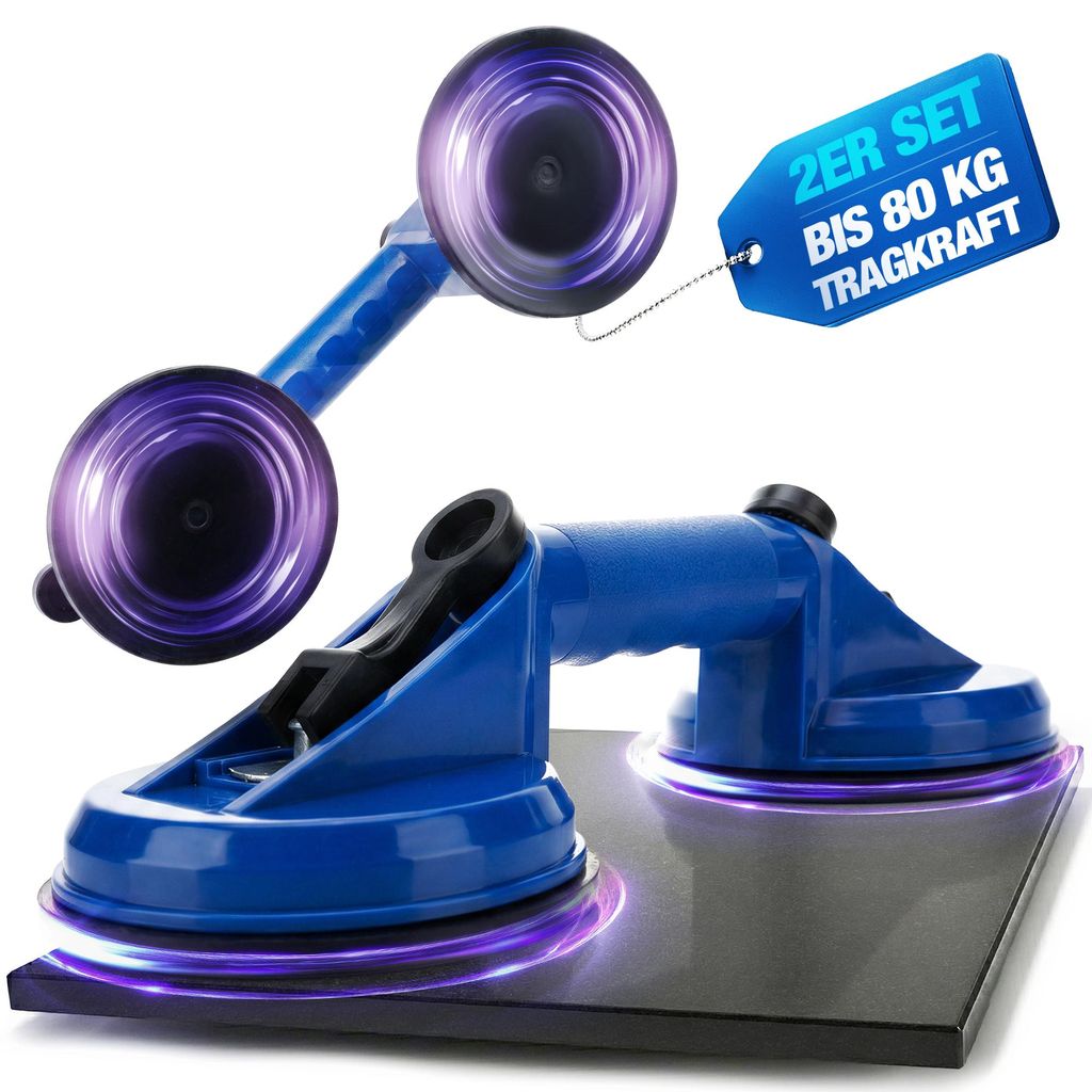 NTG Profi Saugheber 2er Set – Doppelsaugnapf bis 60kg – Glasheber & Fliesenheber mit 118mm Saugteller – Vakuumheber