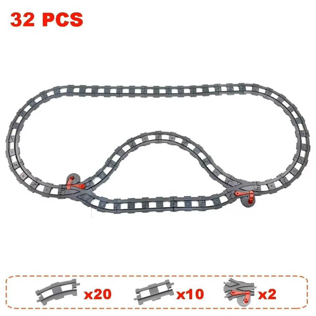 Rails de train compatibles Lego Duplo - Ensemble de 32 pièces variées