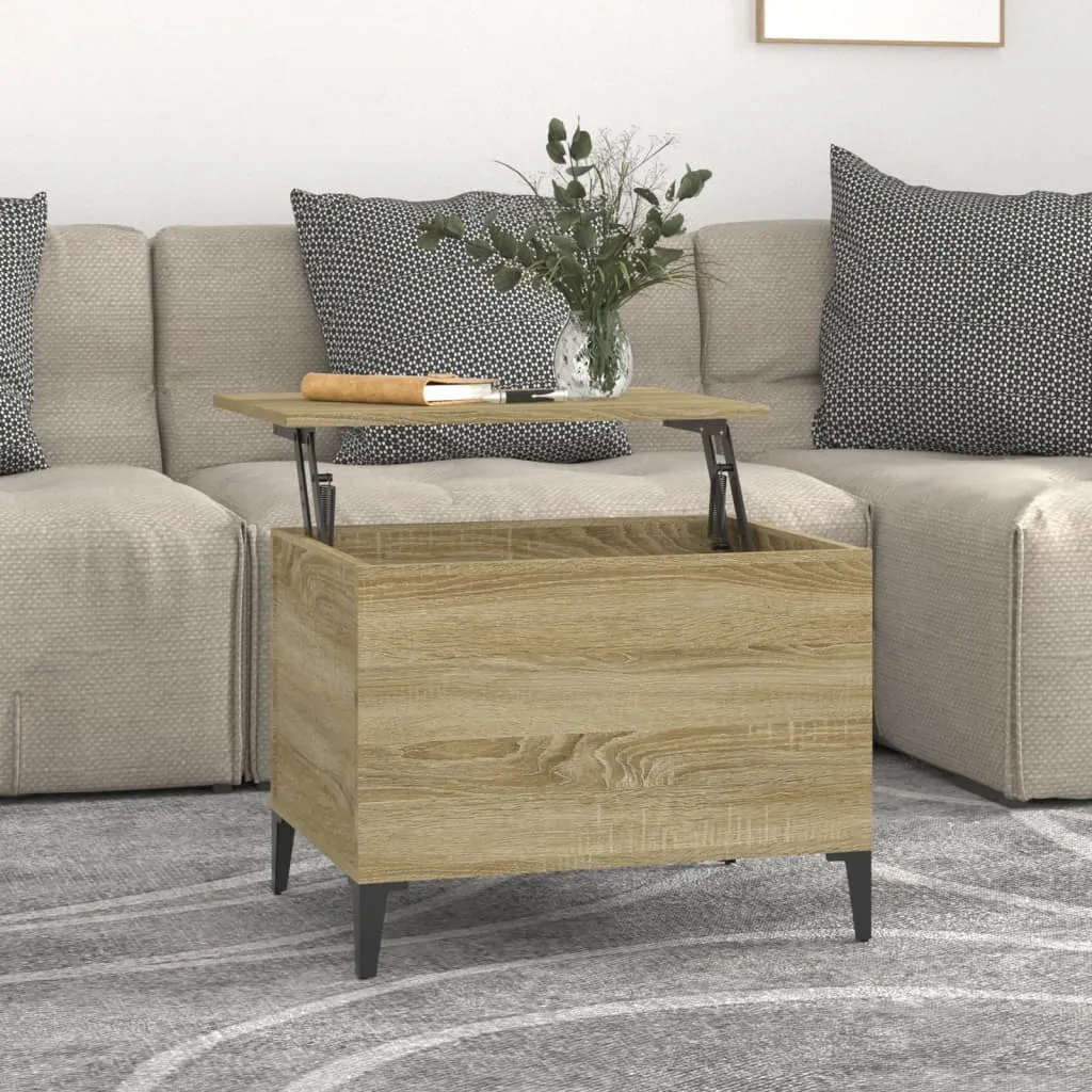 The Living Store tavolino in rovere Sonoma 60x44,5x45 cm materiale a base di legno