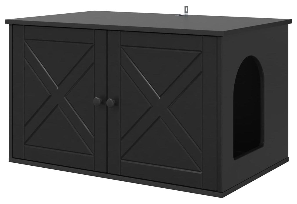 vidaXL Domek dla kota czarny 85 x 55 x 50,5 cm materiał Zdjęcie produktu 