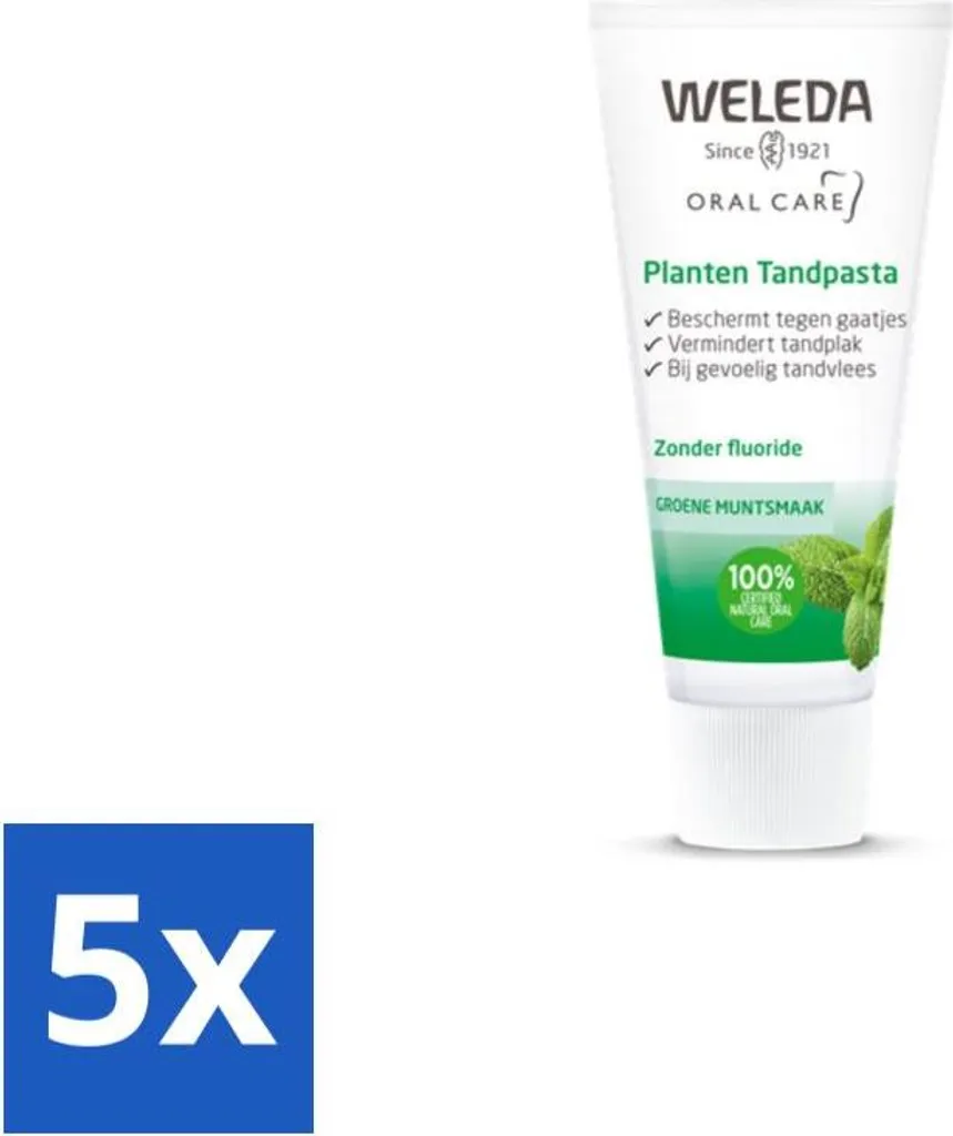 WELEDA - Dentifricio vegetale - 75 ml - Confezione risparmio - 5 pezzi