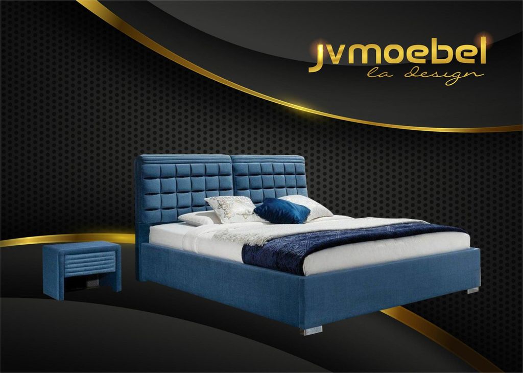 Luxus Boxspring Bett Design Stoff Hotel Blaue Betten Schlafzimmer Möbel Doppel