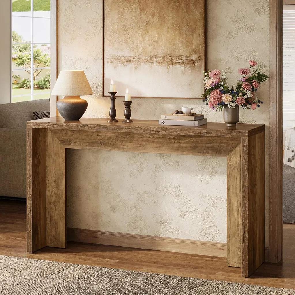 Console étroite 140 cm gris clair pour couloir encombré style rétro