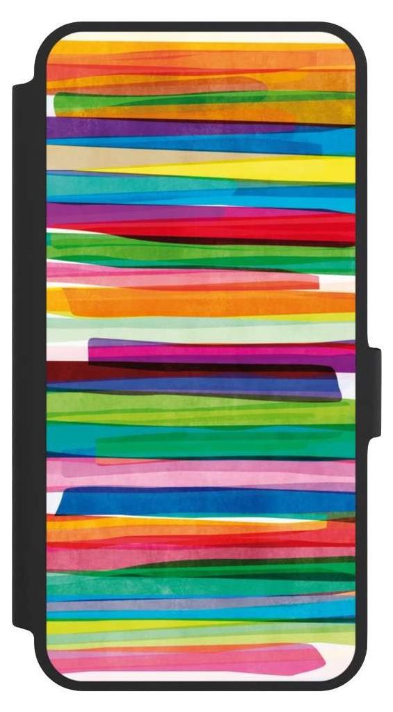 NIVOCASE Klapphülle für Samsung Galaxy A36 5G Handyhülle aus Kunst Leder NIVOflip schwarz Streifen Wasserfarbe bunt