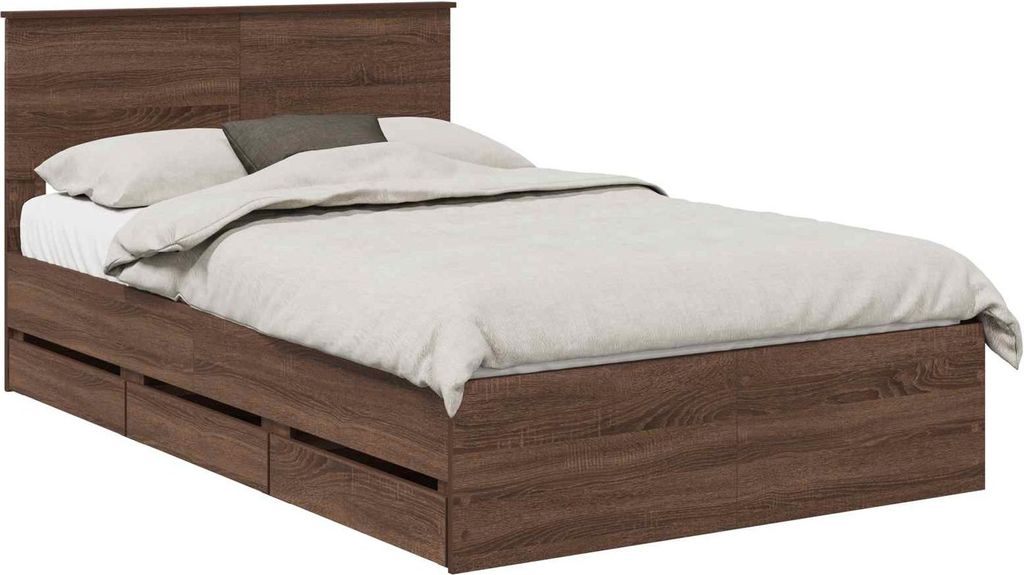 Bettrahmen Braun Eichen-Optik 120 x 190 cm Ingenieurs Holz