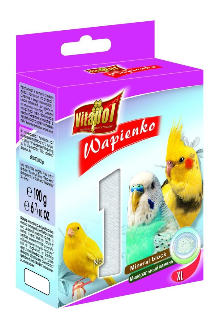 Vitapol Wapienko- Cube NATURA XL natürlicher Kalksteinwürfel für Papageien 190g