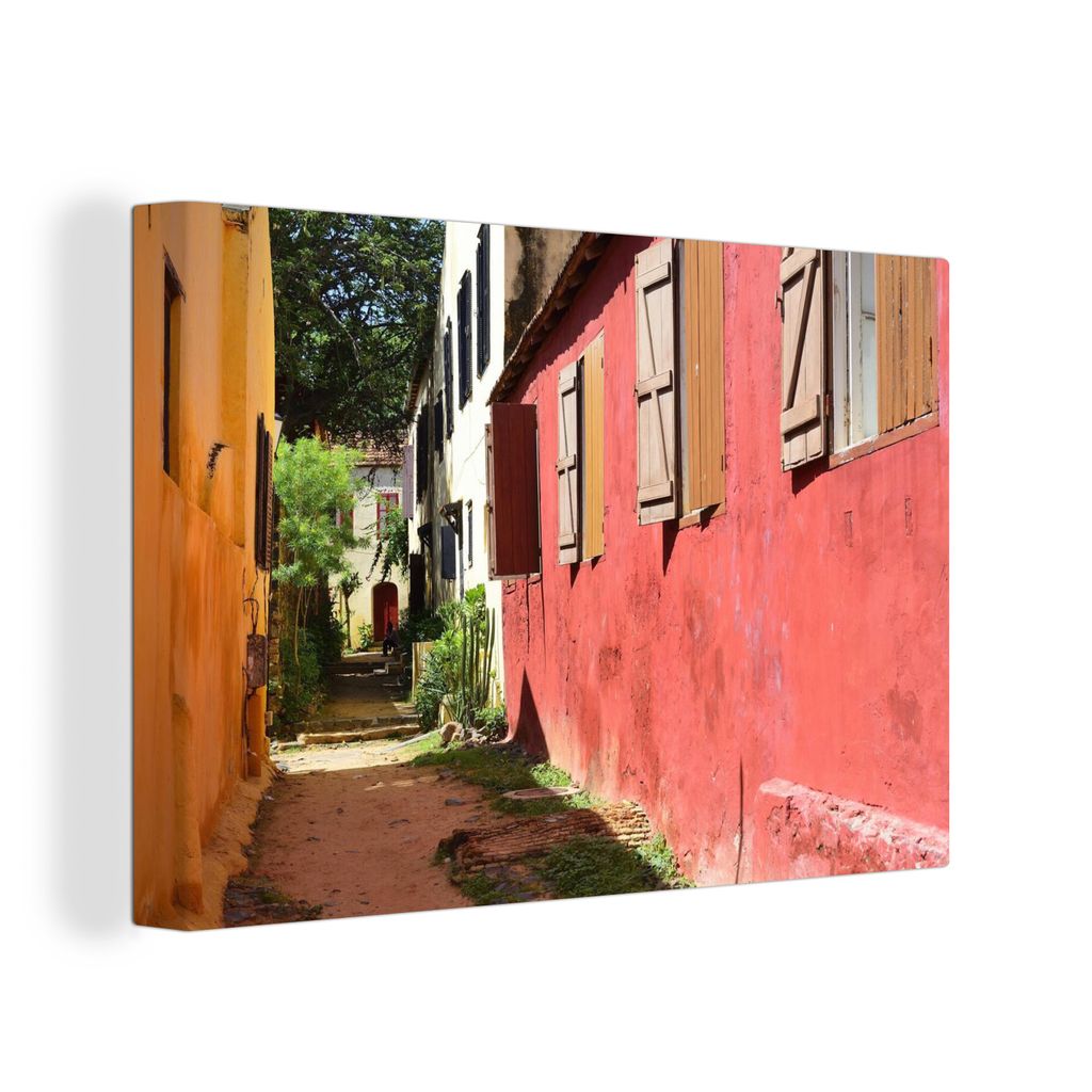 OneMillionCanvasses - Leinwandbilder - 140x90 cm, Farbige Häuser im Senegal, Wandbilder Kunstdruck Wanddekoration