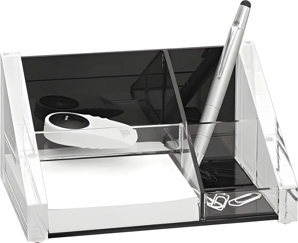 WEDO Porte-ustensiles Acryl Exclusif Transparent et Noir pour Bureau