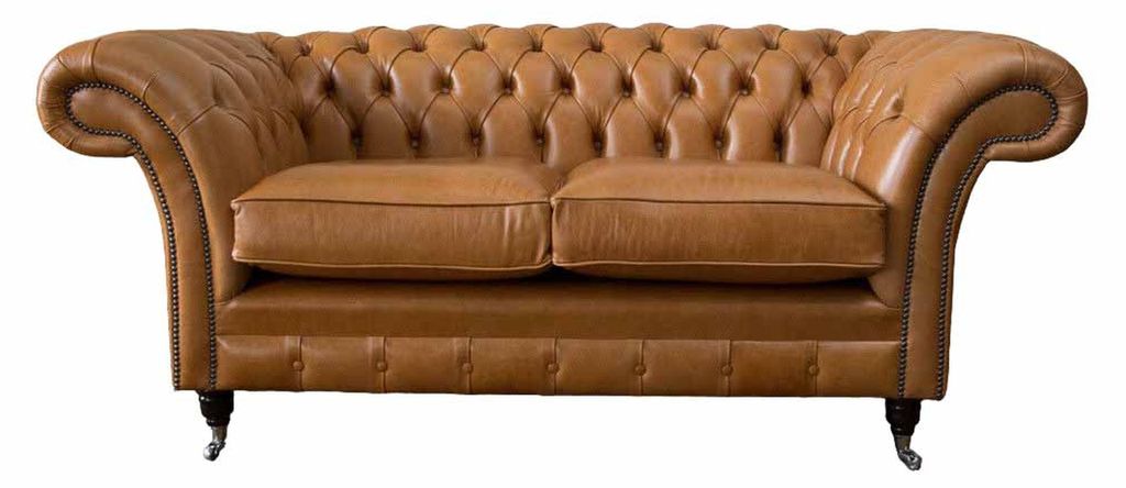 Chesterfield Zweisitzer Sofa 2 Sitz Sofas Polster Sitz Leder Couch Braun