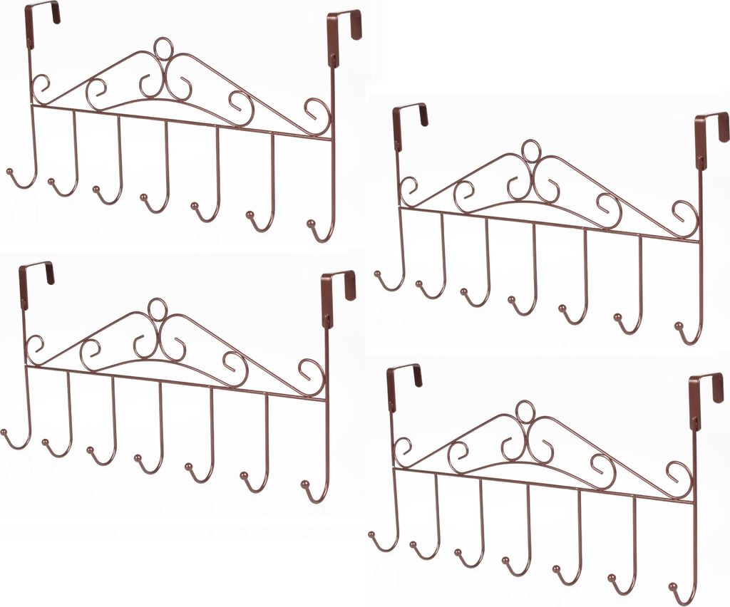 4er Pack Türgarderobe zum Einhängen - 42,5 cm - Handtuchhalter - Bad, Flur, Wonzimmer Kleiderhaken mit 7 Haken Türhakenleiste Garderobenhaken T...