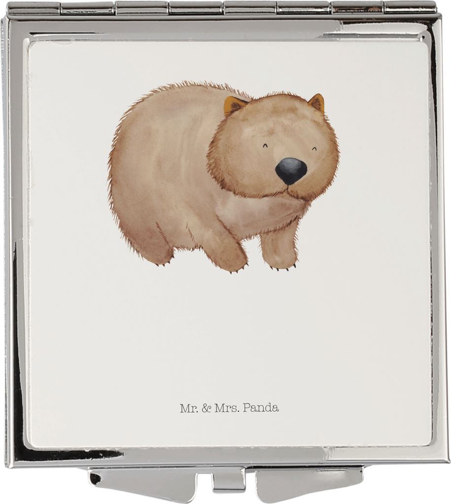 Mr. & Mrs. Panda Schminkspiegel Wombat - Weiß - Geschenk, Lustige Sprüche, Motivation, Das Leben Ist schön, Quadratischer Spiegel, Australien, K...