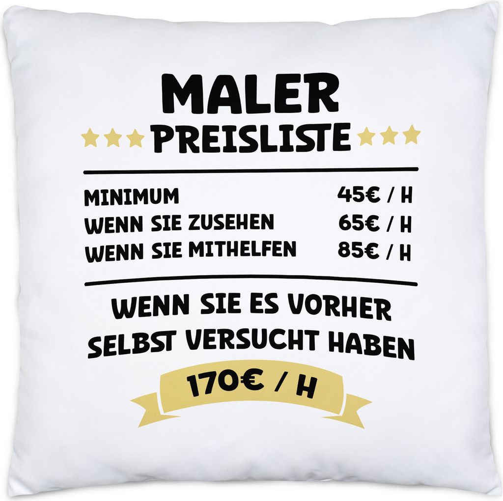 Maler Preisliste Kissen Innenräume Fassade Anstrich Anstreicher Lackierer Facharbeiter Farbe Beruf Arbeit