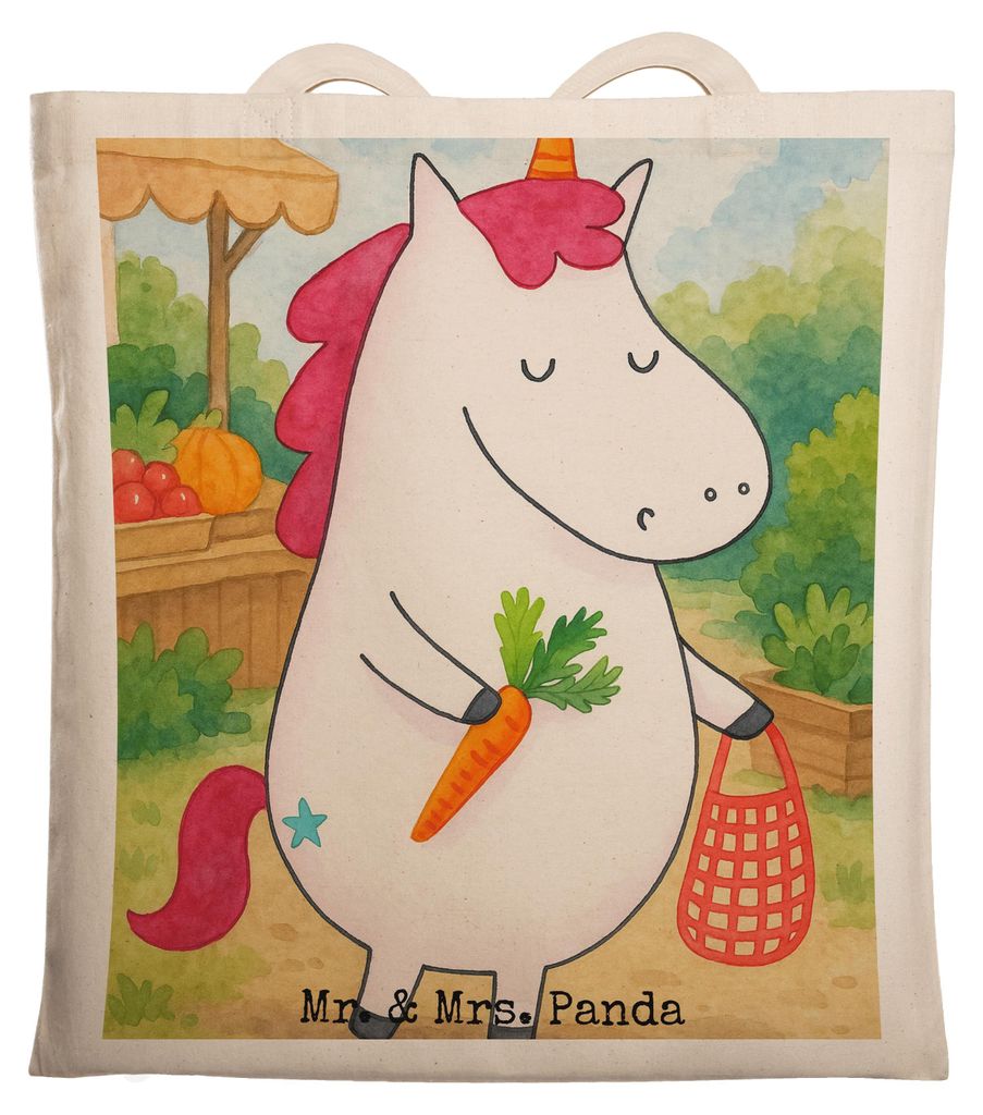 Mr. & Mrs. Panda Shopping Tasche Einhorn Vegan Design - Weiß - Geschenk, Schultasche, Unicorn, Veganer, Laptoptasche, Einkaufstasche, canvas, Tote...