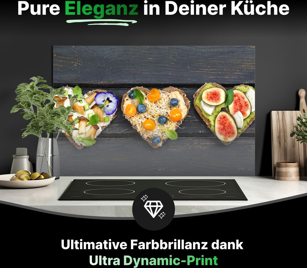 Spritzschutz Küchenrückwand Glas 80 x 60 cm Bunt belegte Brote - RUECKWAND24