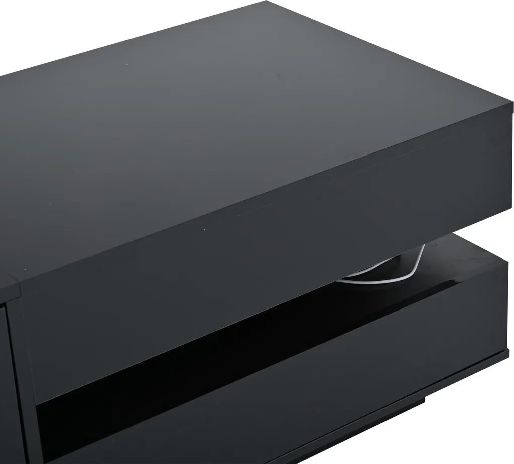 Table Basse Haute Brillance Relevable avec LED et Coffre de Rangement - 20