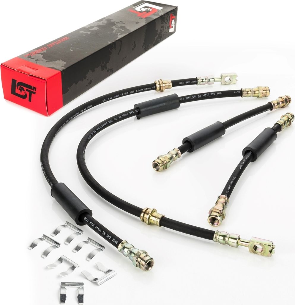4x Bremsleitung Bremsschlauch vorne hinten + Halteklammer für Audi TT 8J3 8J9