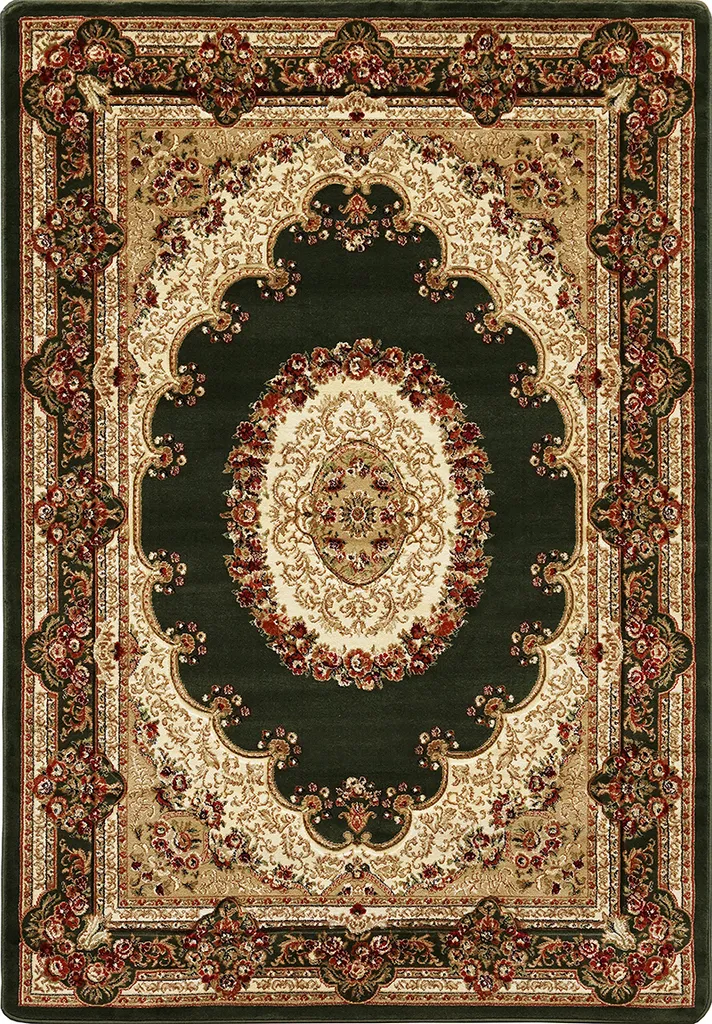 Tapis ovale pour salle à manger 200x290 cm oriental ARTESIA vert chic