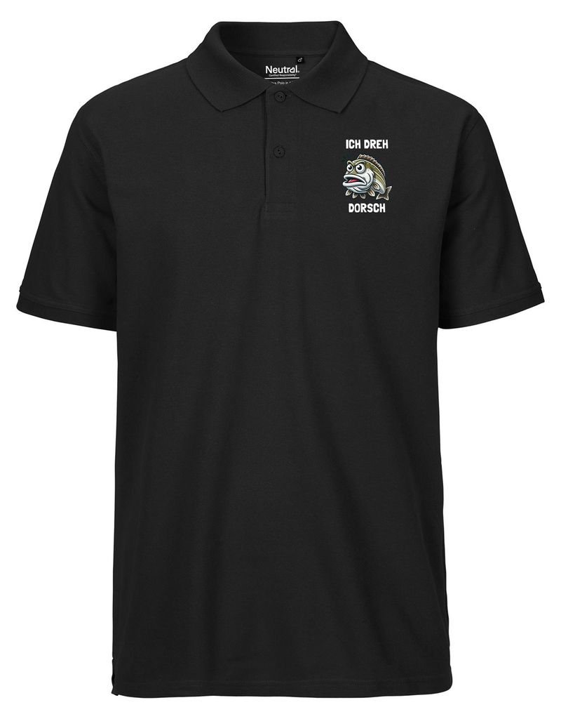 Huuraa Herren Polo Shirt Ich dreh Dorsch Comic Meme XXL Black Bio Baumwolle Fairtrade Poloshirt Geschenkidee