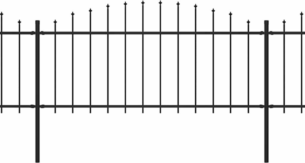 vidaXL Gartenzaun mit Speerspitzen Stahl (0,5 - 0,75) x 3,4 m Schwarz