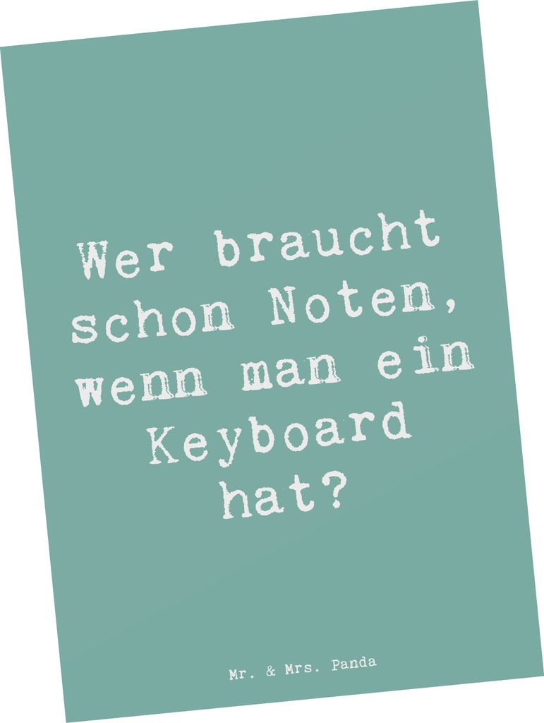 Mr. & Mrs. Panda Postkarte Spruch Keyboard Freude - Meeresbrise - Geschenk, Klaviere, Intuition, Ansichtskarte, Streichinstrumente, Musiker, Lernen...