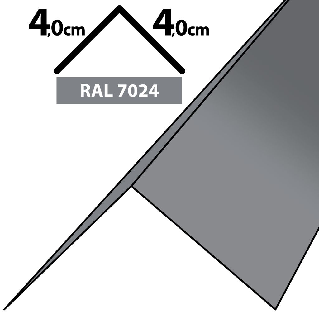 2m Winkelblech Kantblech Kante Blechwinkel pulverbeschichtetes 0,5mm Zuschnitt 8cm RAL-7024 Grau