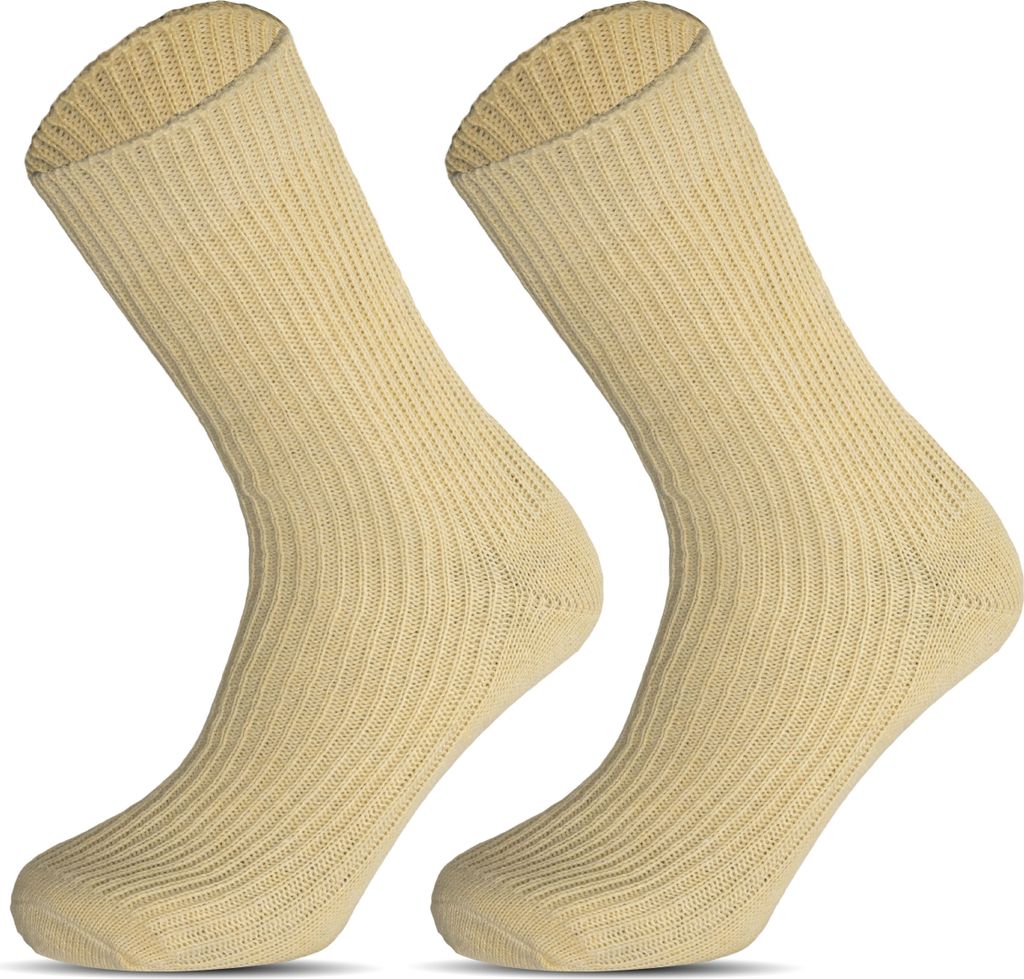 2 - 6 Paar Wollsocken Herren & Damen Schurwolle Wintersocken Dick Warm | B95 - 43-46 - Beige - 2er Pack