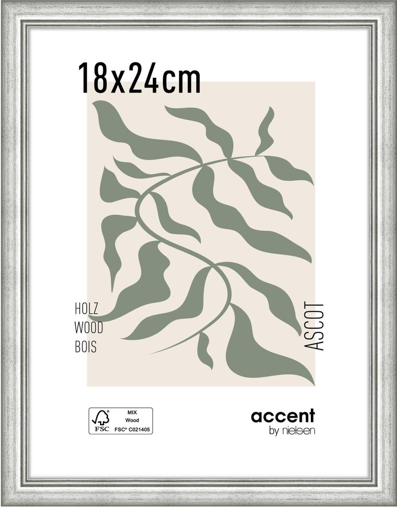accent by nielsen Holz Bilderrahmen Ascot, 18x24 cm, Silber