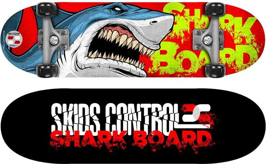 skateboard Shark 71 x 20 Holz/PVC rot/blau