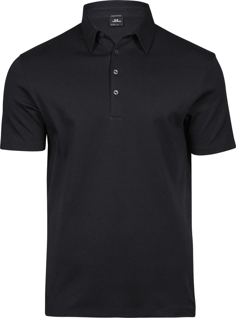 Tee Jays Herren Pima Baumwolle Interlock Polo Shirt PC3422 (3XL) (Schwarz)