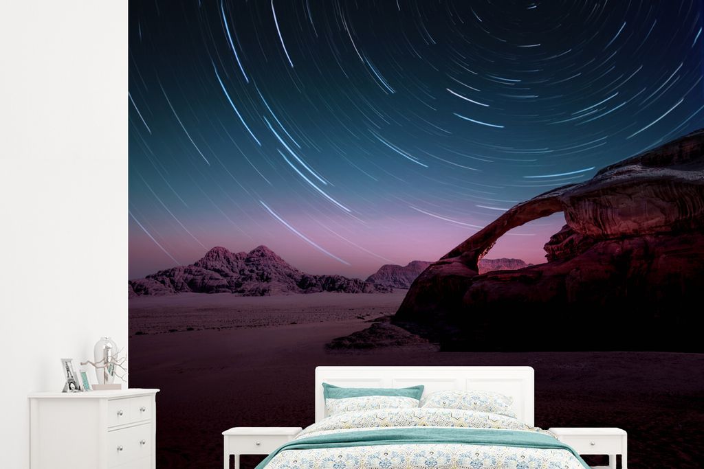 MuchoWow Fototapete für Wohnzimmer oder Schlafzimmer Wandtapete Vinyl Motivtapete Wüste in Jordanien - 245x220 cm - Gemustert