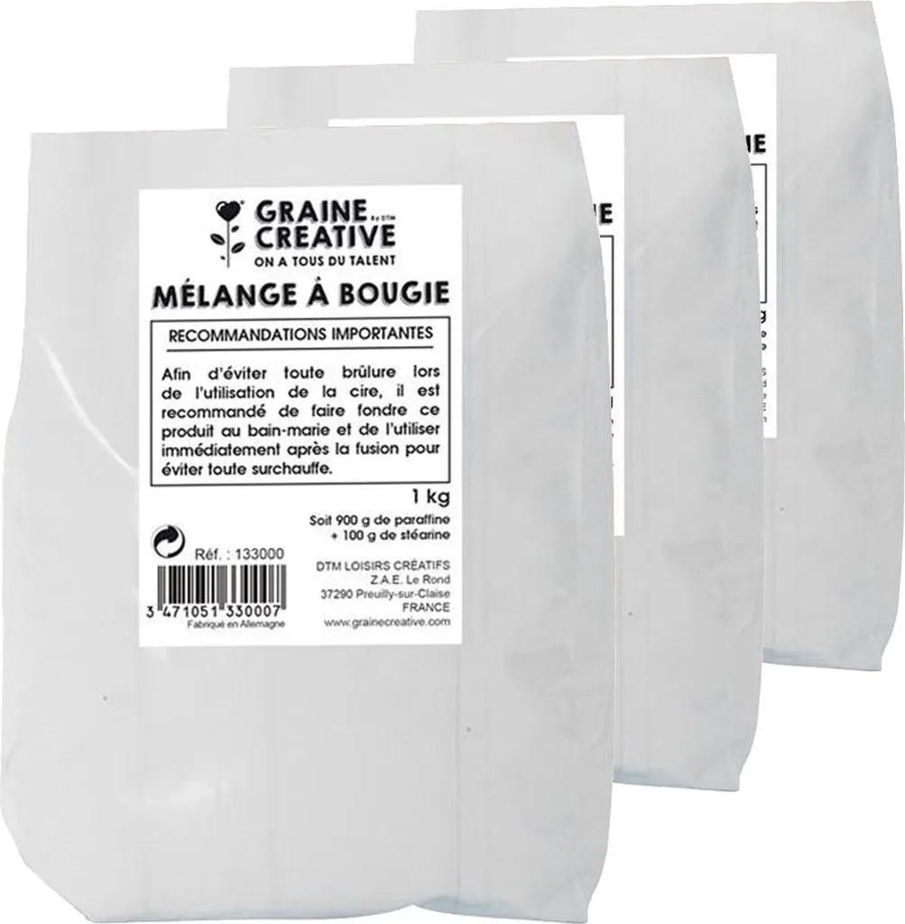 Cire pour bougies 3 kg facile à fondre pour éviter les bulles d'air