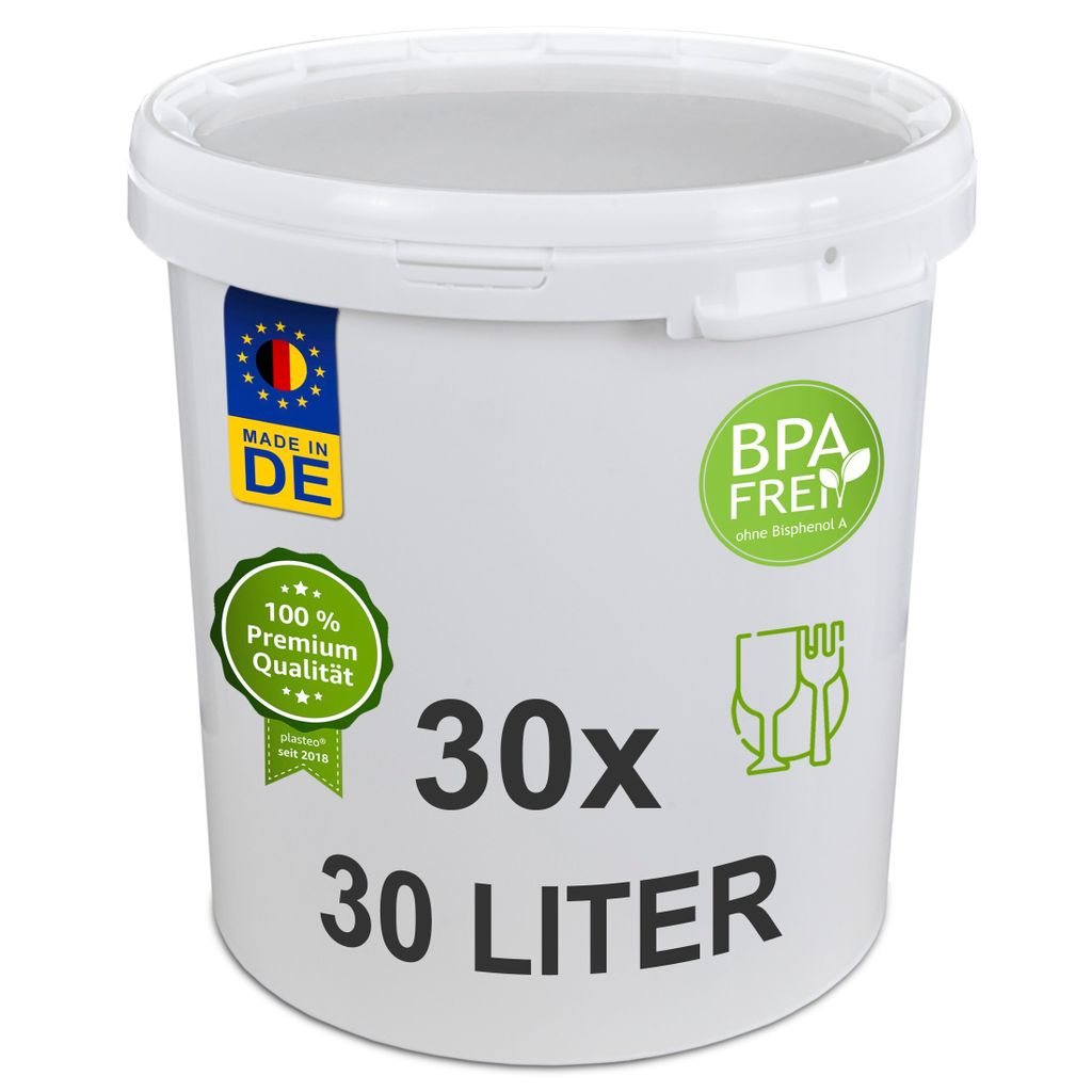 plasteo Plastikeimer Leereimer Kunststoffeimer Weiß  (30 Produktbild 