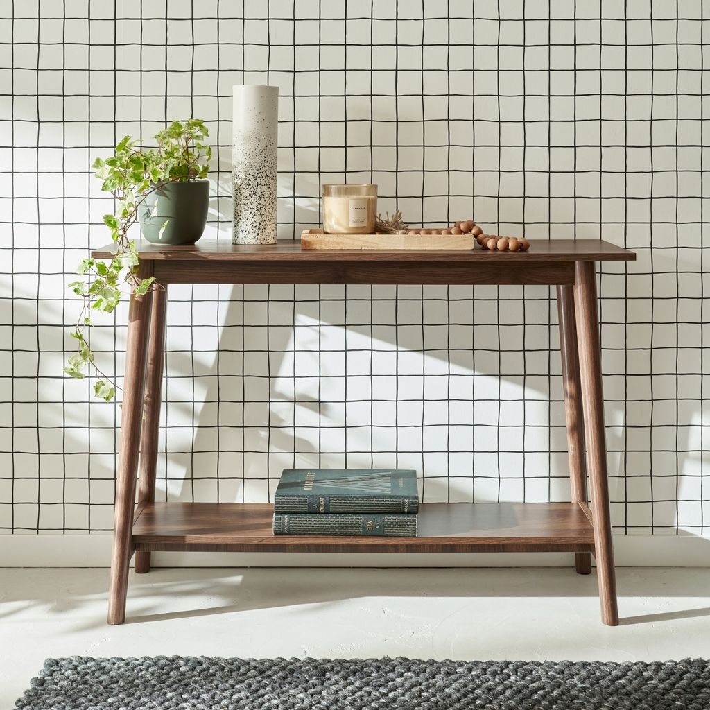 sweeek - Skandinavische Konsole 1 Regal - Nussbaumfarben Produktbild 1