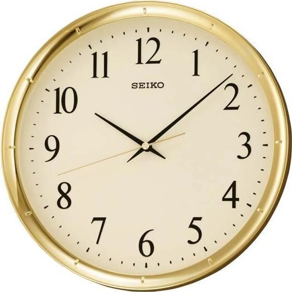 Horloge murale Seiko QXA417G silencieuse en finition dorée luxe 30cm