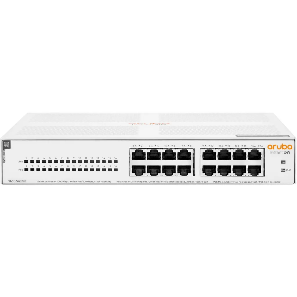 Switch PoE 124W Aruba Instant On 1430 16G avec 16 ports Gigabit RJ45