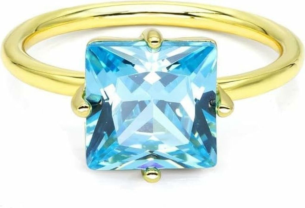 New Bling 9NB-0894-56 Silberring - Damen - Zirkonia - Quadratisch - 8 x 8 mm - Blau - Größe 56 - 1,76 mm - Silber - vergoldet (vergoldet/Gold auf...