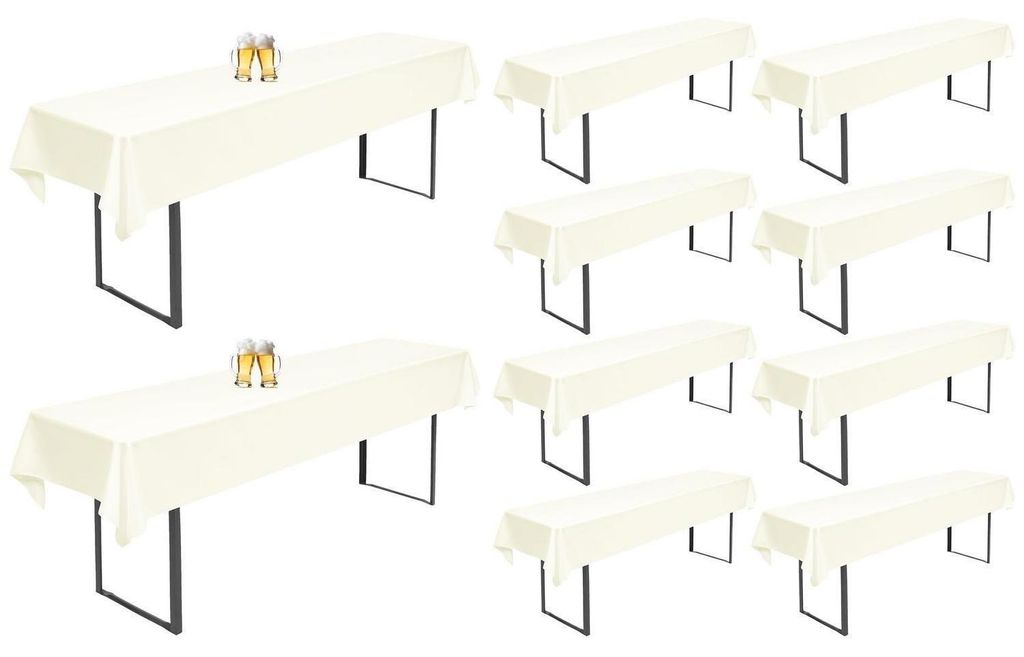 Biertafelhoezen, 10 stuks, ivoorwit, 260x110 cm, polyester, Productafbeelding 