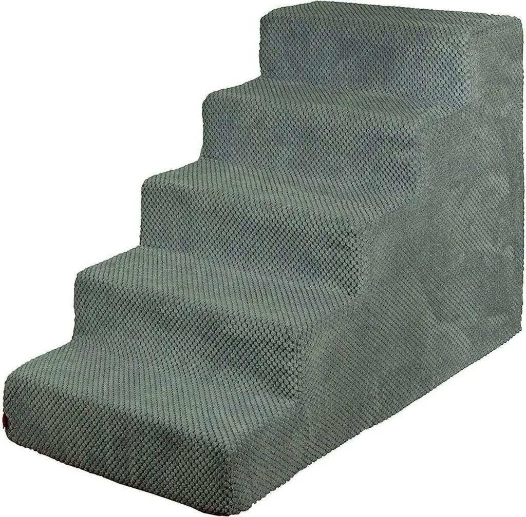 Scala per Cani 5 Gradini Lavabile - Rivestimento Peluche Grigio Scuro