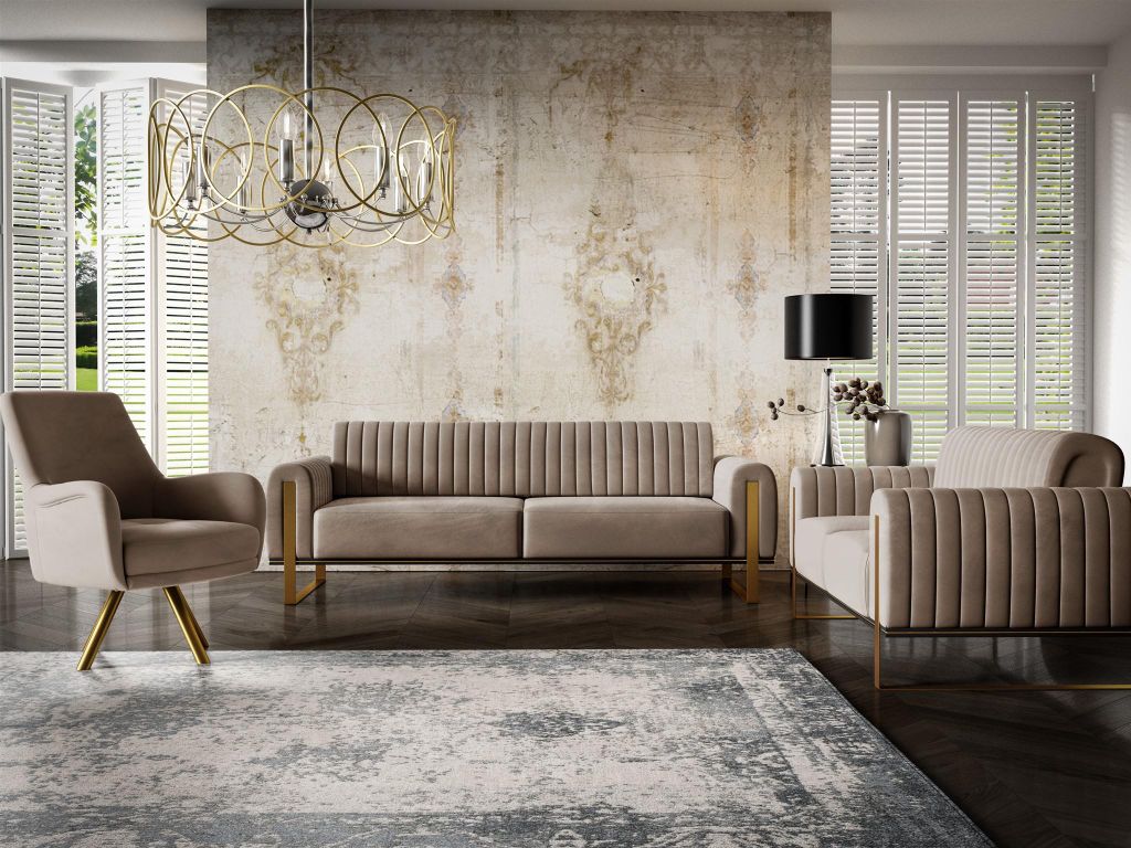 Sofaset Designersofas VALERIE 3-2-1 in Stoff Stoff Elisa Produktbild 